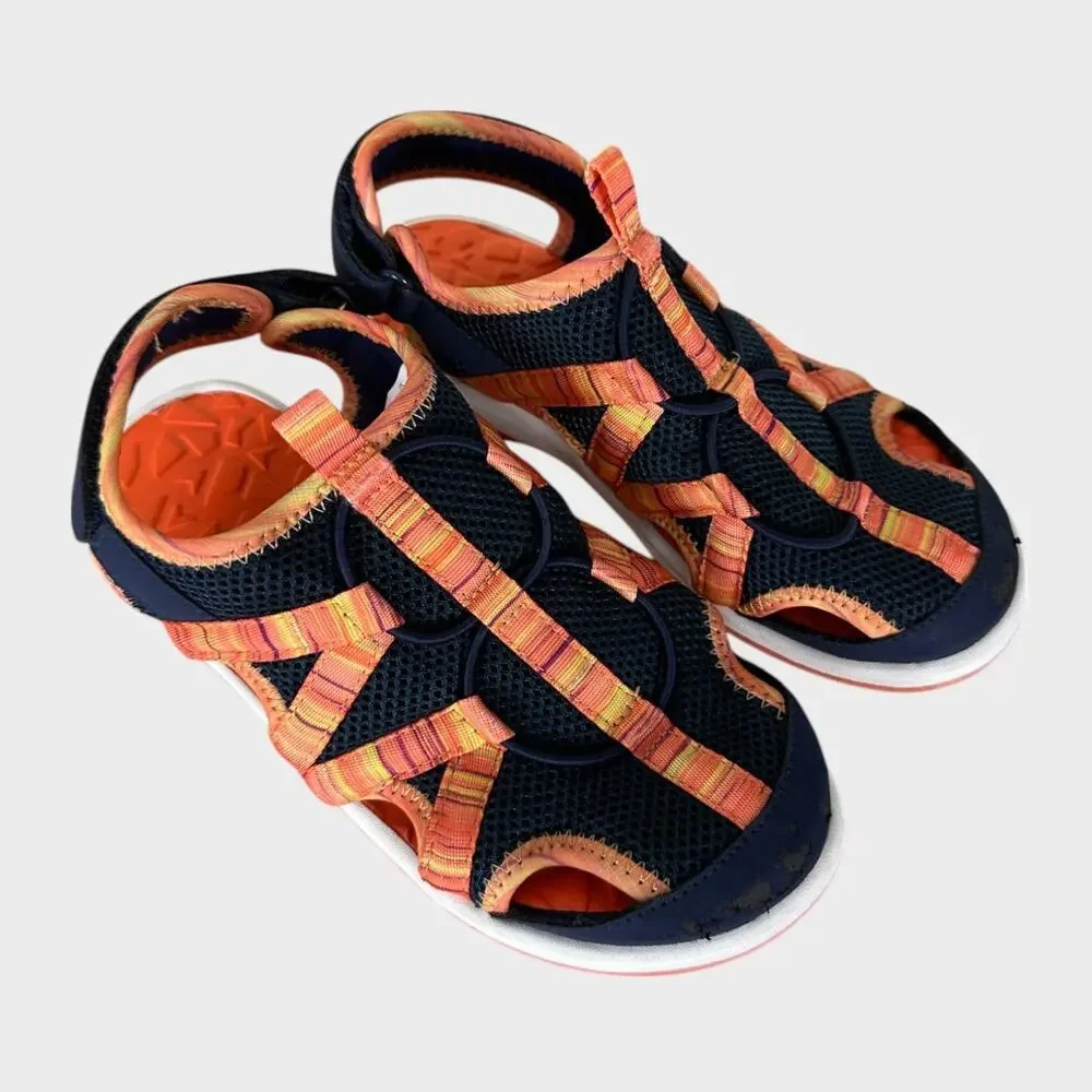 Lands' End Kids Water Shoes Youth Size 1 Navy Blue Orange